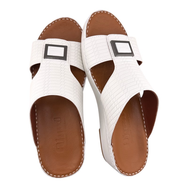 AJYAD Handmade Arabic Sandals For Men | Outdoor Mens Slippers | Everyday Flip Flops Open Toe | Arabic Genuine Shamwa Leather | New Design | Tan Footbed | Comfortable & LightWeight - Image 2